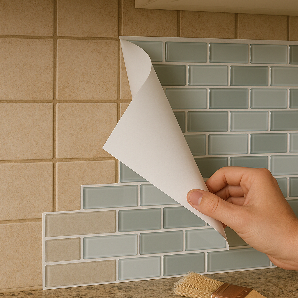Budget backsplash makeover with removable decals